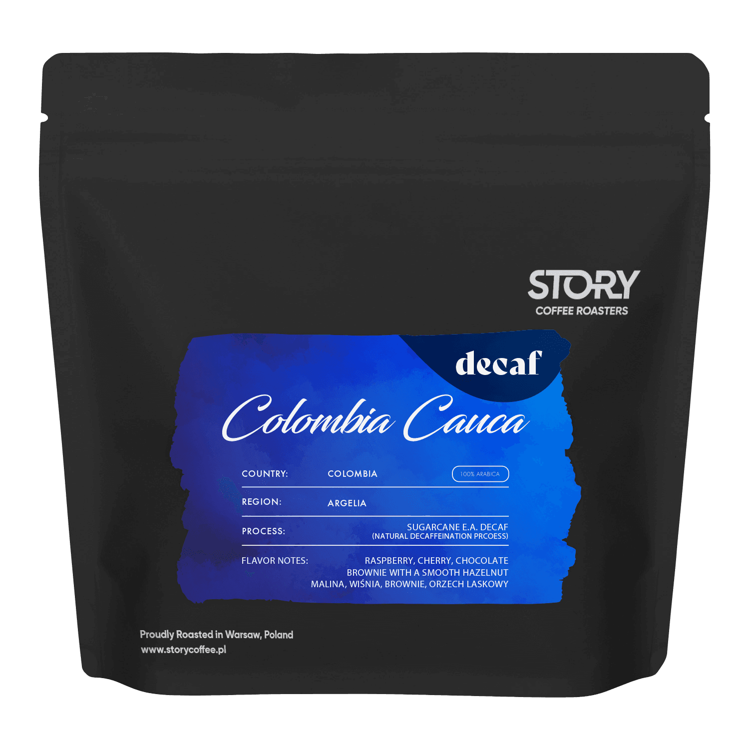 Bezkofeinowa – Kolumbia Cauca Decaf- Świeżo Palona Story Roasters - kawa od STORY COFFEE ROASTERS, Kolumbia